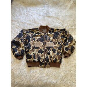 Vintage Columbia Reversible Duck Camo Bomber Jacket Frog Skin Hunting Zip Med